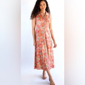 Natural Life Women’s Maxi Dress Sz L Lauren Sleeveless Pink Peach Floral Print